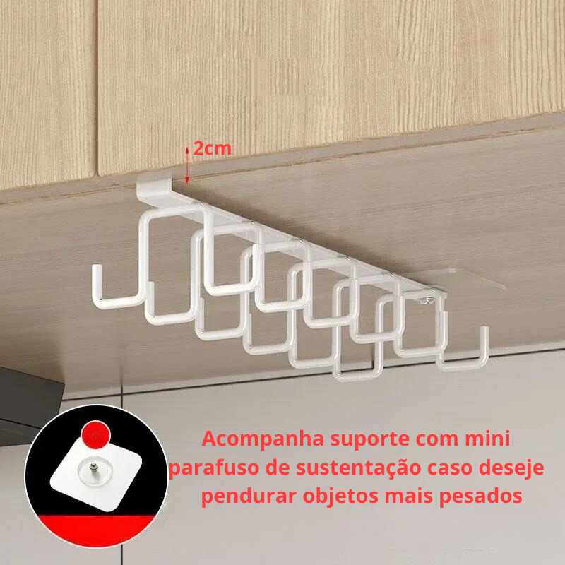 Suporte de Prateleira com Ganchos para Pendurar - Kit com 2 Unidades