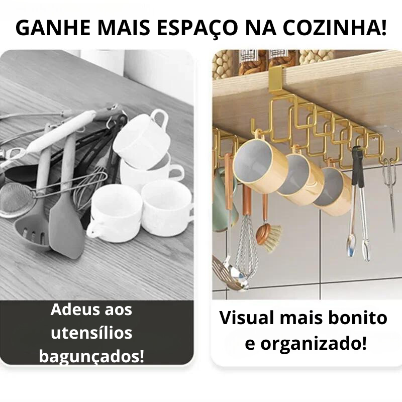 Suporte de Prateleira com Ganchos para Pendurar - Kit com 2 Unidades