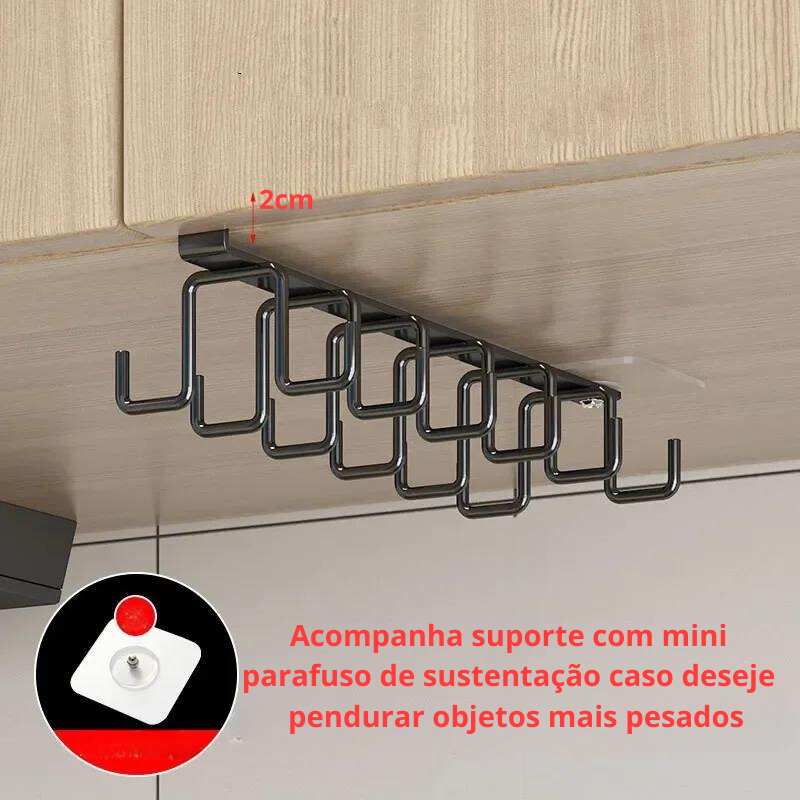 Suporte de Prateleira com Ganchos para Pendurar - Kit com 2 Unidades