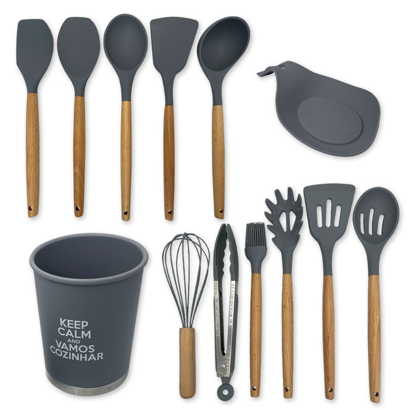 Kit Utensílios de Cozinha Silicone 13 Peças