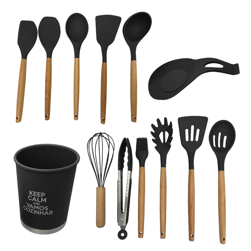 Kit Utensílios de Cozinha Silicone 13 Peças