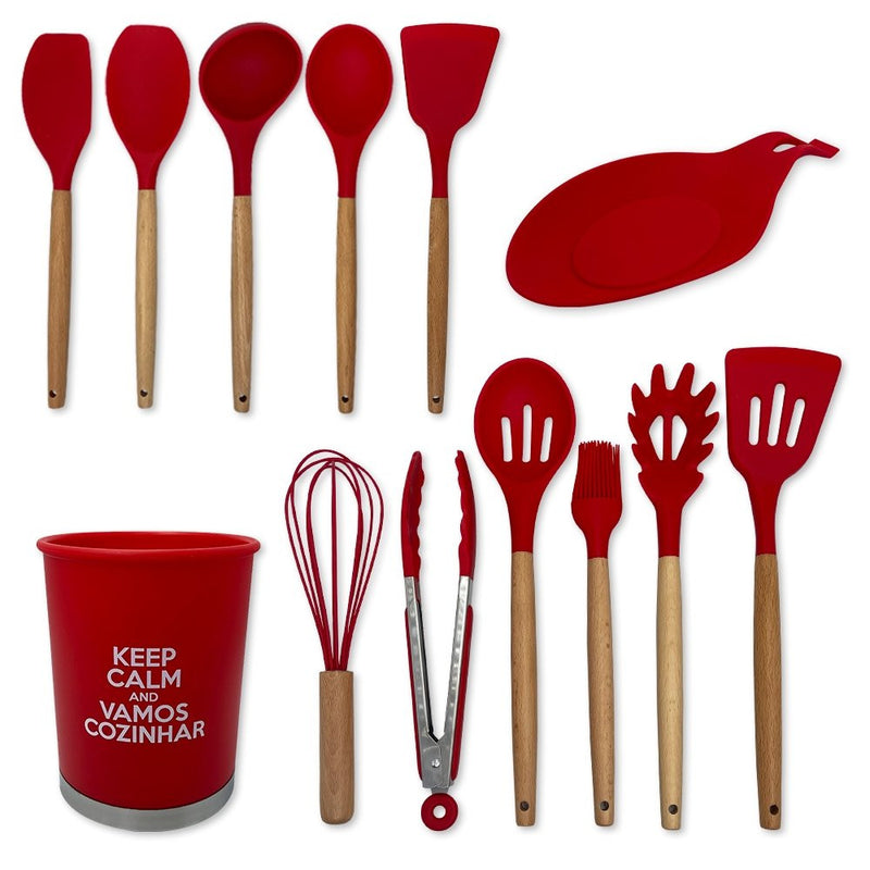 Kit Utensílios de Cozinha Silicone 13 Peças