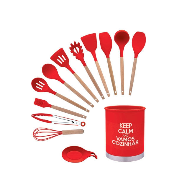 Kit Utensílios de Cozinha Silicone 13 Peças