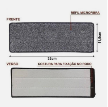 Rodo Mop Flat & Balde Lava e Seca Profissional com 2 Refis