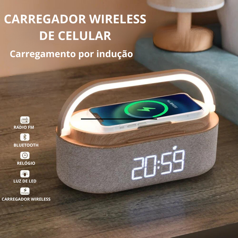 Caixa de Som Multifuncional com Carregamento de Celular