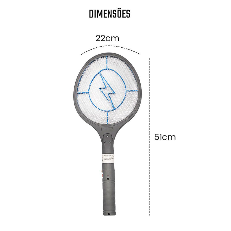 Raquete Elétrica Mata Pernilongos e Insetos Recarregável