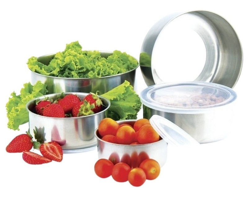 Conjunto de Tigelas Inox com Tampa 5 Peças