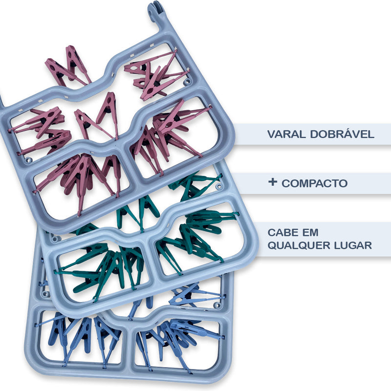 Varal Dobrável com 24 Prendedores