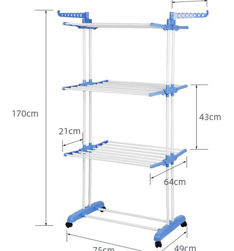 Varal Vertical Triplo com Rodinhas