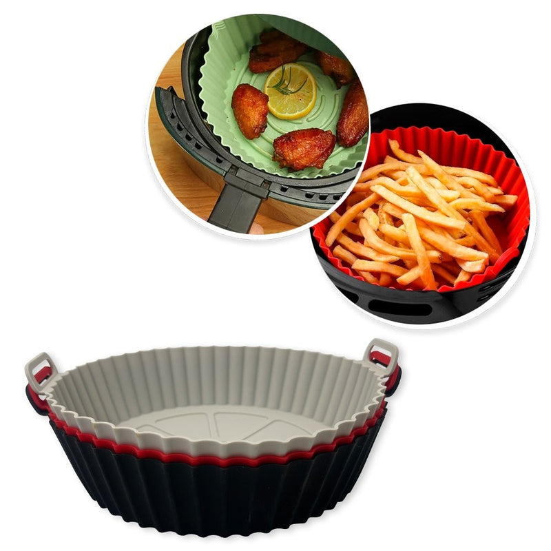 Forma de Silicone para Air Fryer Redonda com Alça